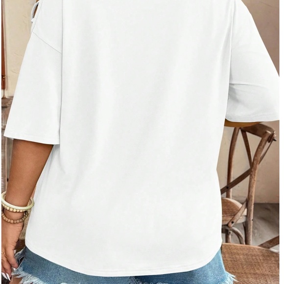 Women's Oversized White Graphic Top - Picture 2 of 5